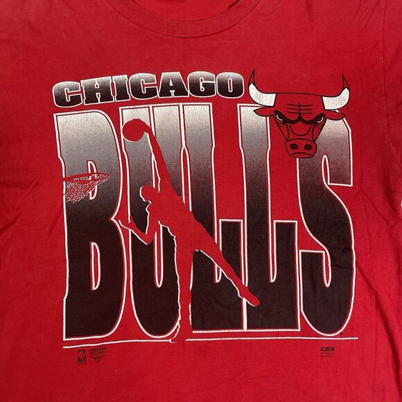 Vtg Chicago Bulls T Shirt Made In USA Michael Jordan Mens L Spellout Graphic - Picture 3 of 15